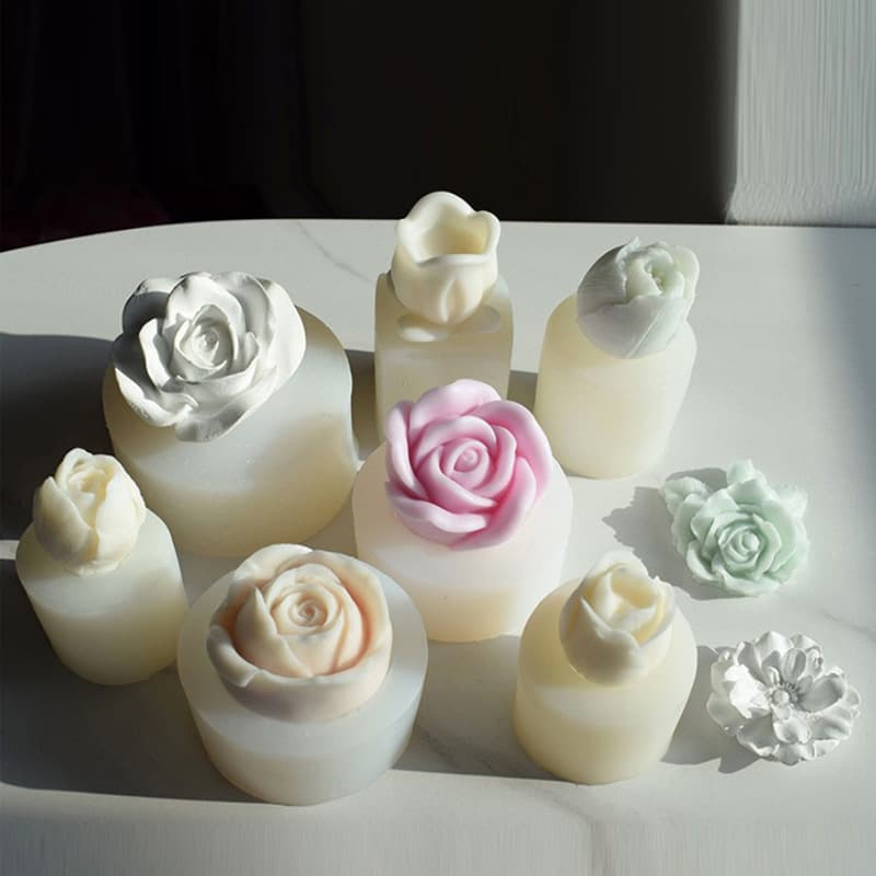 Ins Peony Carnation Lotus Aromatherapy Candle Silicone Mold Rose Plaster Decoration Fondant Cake Mold