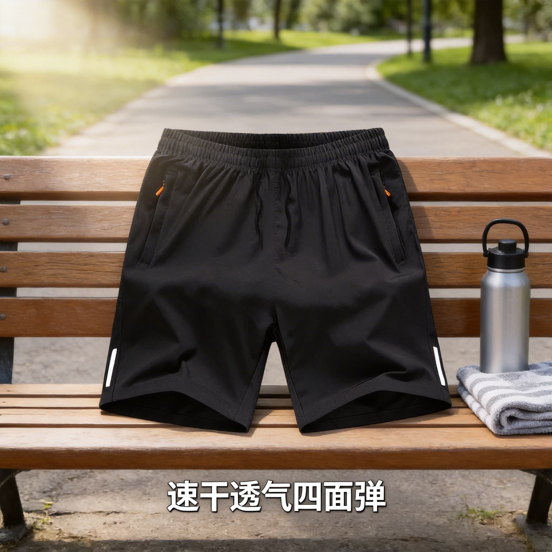 Summer shorts men's casual ice silk sports loose large size five-point pants men's running fitness quick-drying beach pants