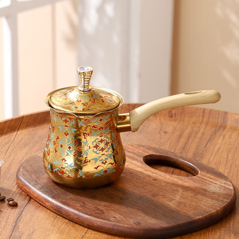 Stainless Steel Turkish Coffee Pot Ethnic Style Coffee Pot Chocolate Butter Milk Cup Tea Infuser