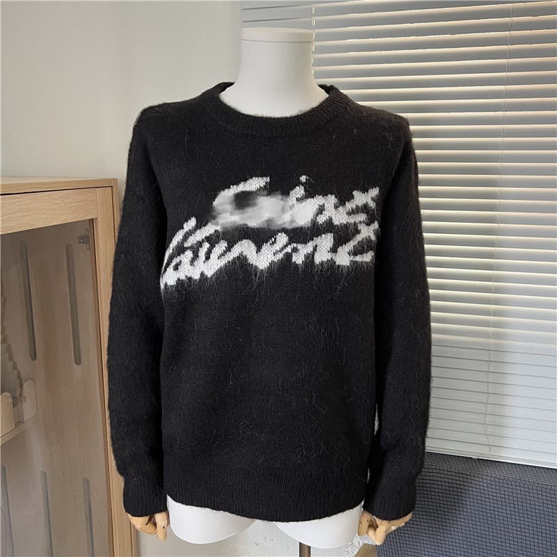 European station trendy brand Ys autumn/winter new style mohair round neck sweater, unisex high version wool cross-border ready stock.