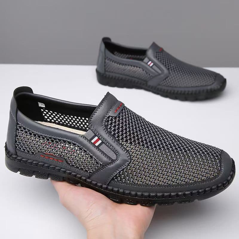 Spring/Autumn Old Beijing Cloth Shoes Men's Casual Soft Sole Non-Slip Middle-Aged and Elderly Men's Shoes Large Size Fly-Knit Shoes