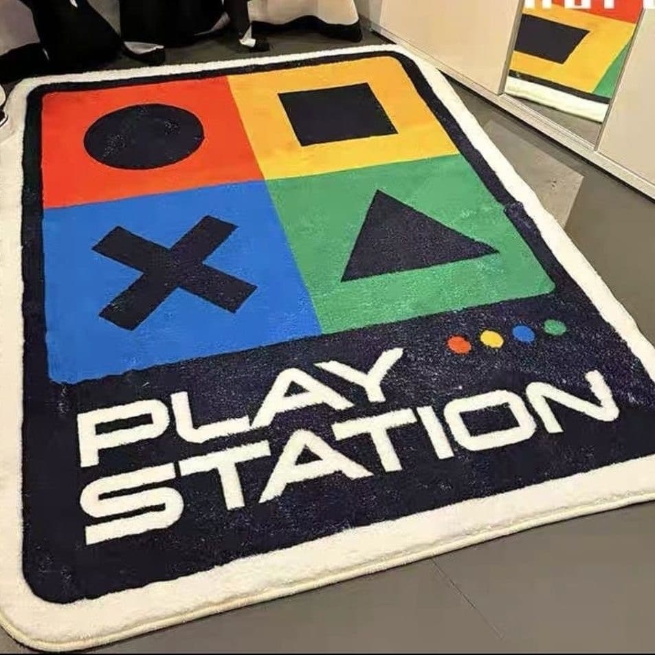 New Cross-Border Creative Faux Cashmere Carpet, PlayStation Bedside Rug, Stain-Resistant and Easy to Clean