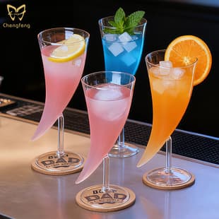 Crescent Cocktail Glass Moon Glass Customizable Logo Cocktail Glass Hot Selling Cross-Border 350ml Glass Wine Glass
