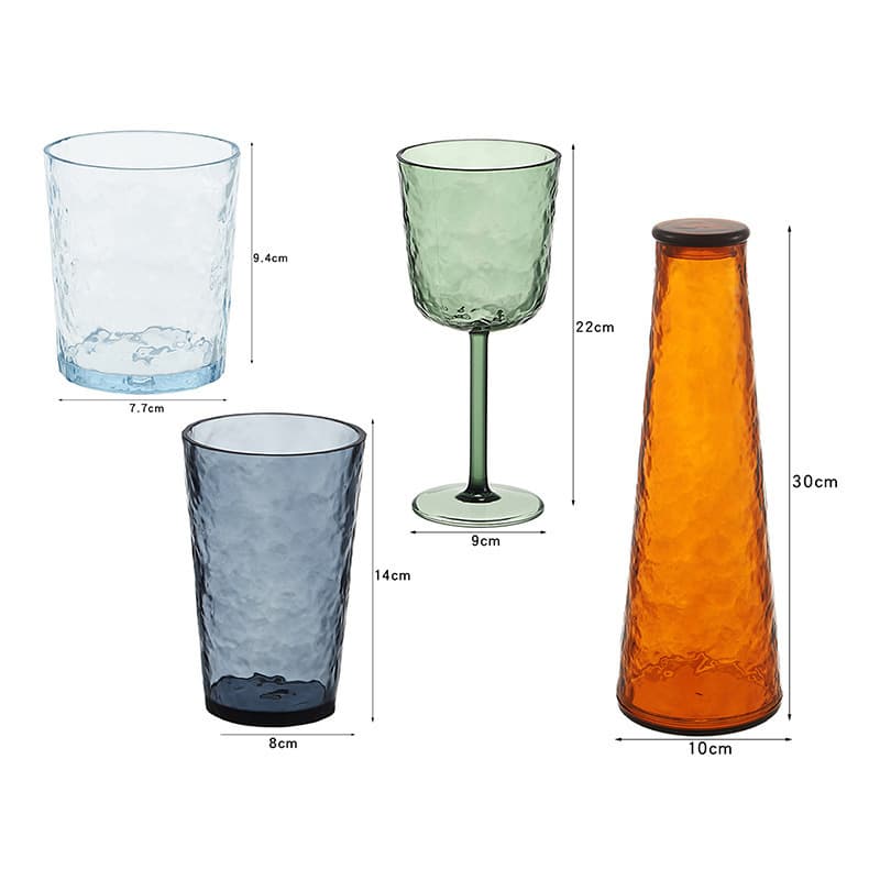 Drinkware Set High-Appearance Living Room Cold Water Pitcher Plastic Cup Kettle 4-Piece Set Household Water Ripple Stemmed Cup