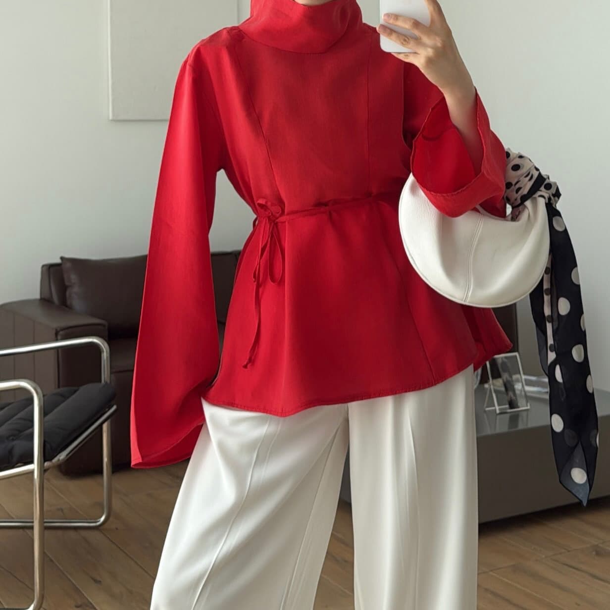 Amazon 2026 Fall New Half Turtleneck Long Sleeve Simple Tie Warm Fashion Top Elegant Solid Color Shirt