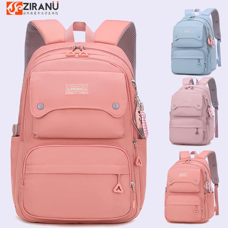 Natural Fish Large Capacity Backpack for Elementary School Girls Customizable Printing Breathable Waterproof Anti-Theft Shockproof