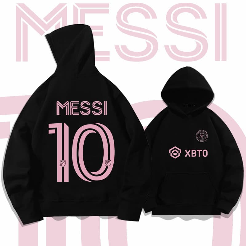 Football Sports Miami International Messi No. 10 Hooded Sweatshirt Spring and Autumn Youth Trendy Brand Loose Shoulder Jacket
