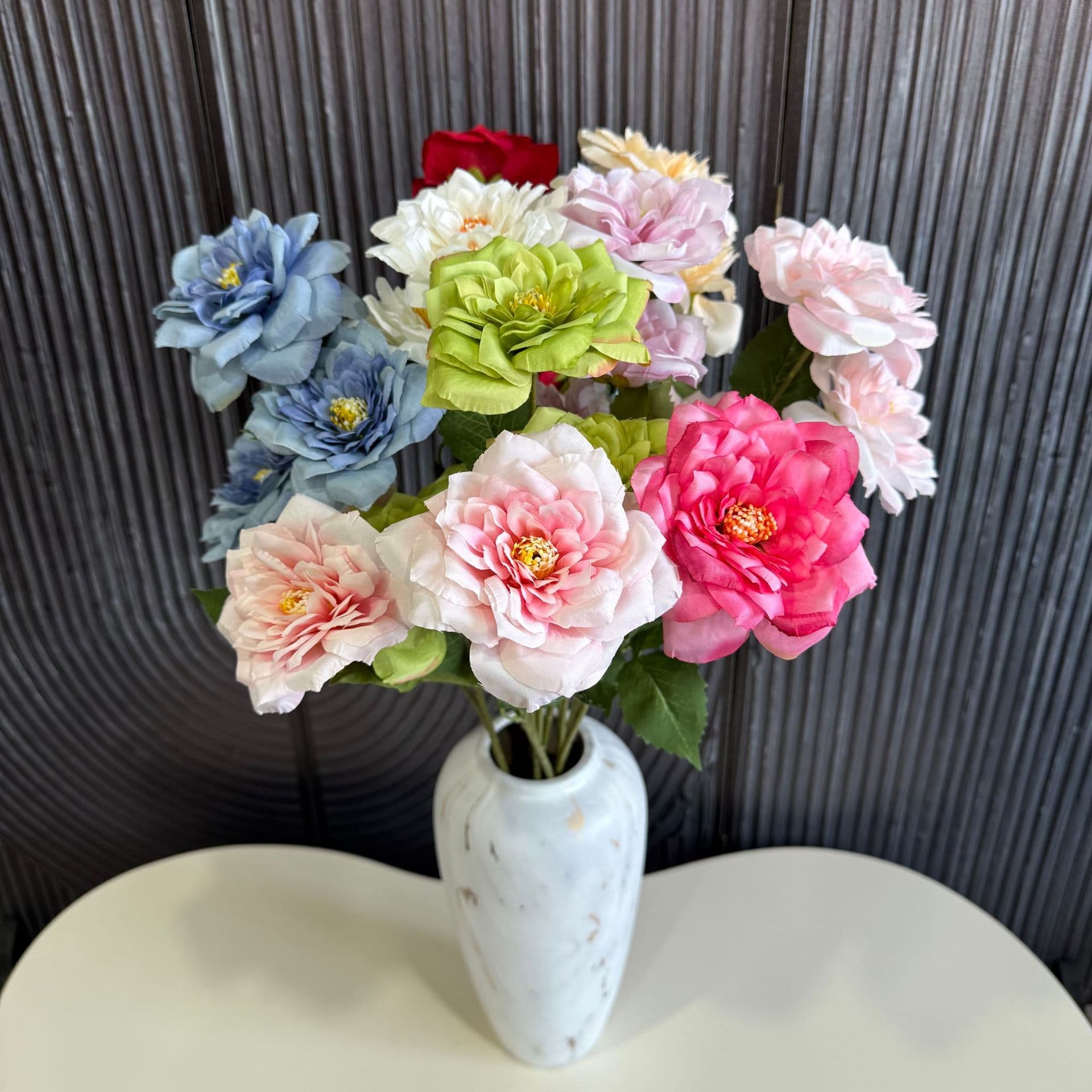 3-Head Elegant Rose Home Decor Ornament Photography Prop European Style Artificial Flower Wedding Floral Arrangement Wall Decoration Fake