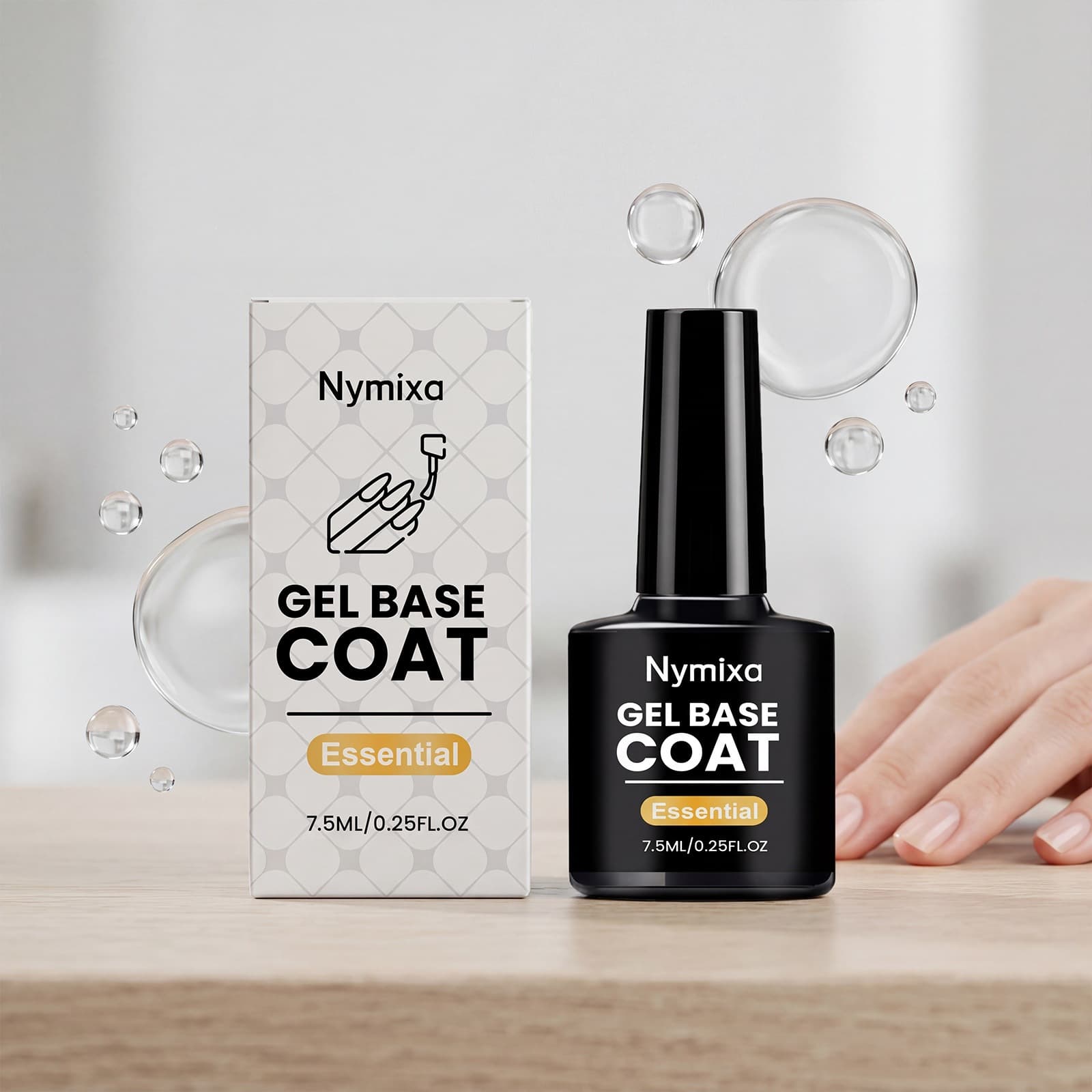 Nymixa Gel Nail Base Coat, Easy DIY Home Manicure Nail Polish, Compatible with Nail Lamp