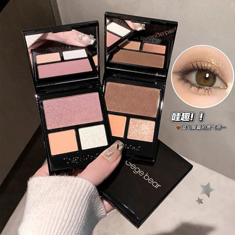 GegeBear Three-Color Eyeshadow Palette, Earth Tones, Matte and Shimmer, Everyday Eye Makeup, Versatile Multi-Color Eyeshadow for Students