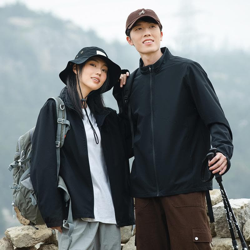 Cross-border Spring Autumn Outdoor Couple's Windproof Waterproof Jacket Men's Lightweight Stand Collar Casual Outdoor Shell Jacket