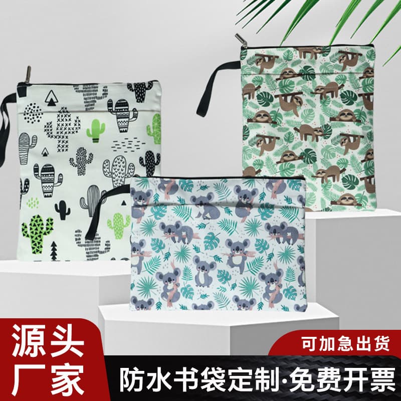 Transparent Tutoring Book Tote Bag, Canvas Storage Handheld File Bag, Primary School Student Art Simple Canvas Solid Color Book Bag