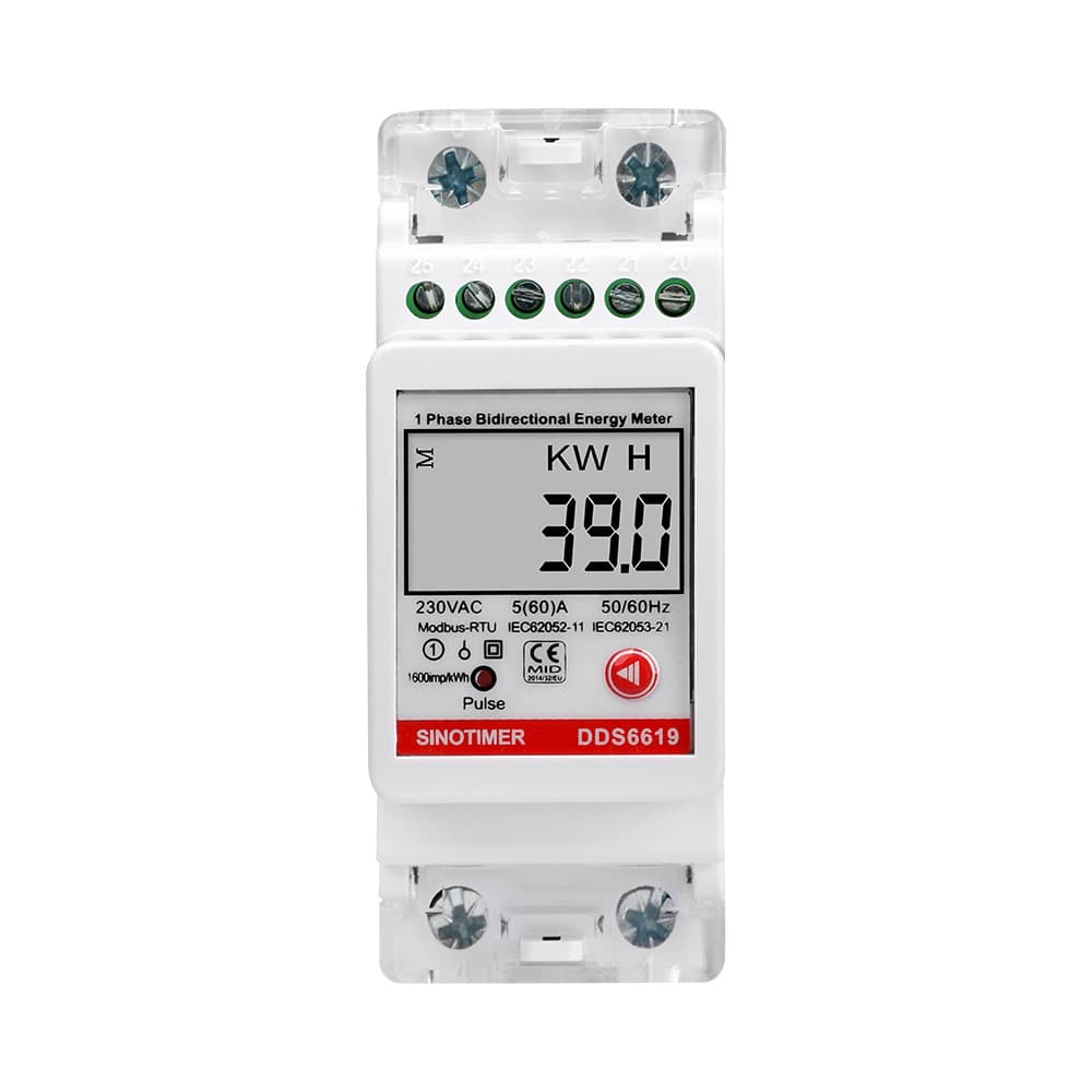 2P rail-type single-phase kWh electric energy meter multi-function display with RS485 Modbus communication two-way measurement 220V