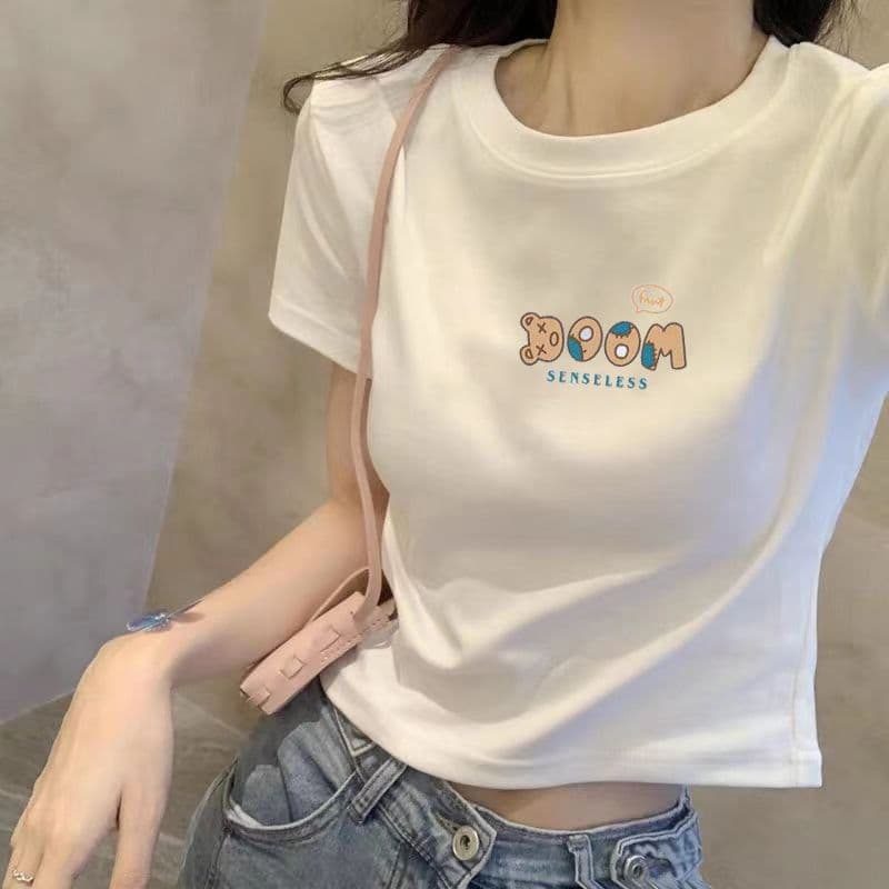 European White Short-Sleeved T-Shirt for Women 2025 Spring and Summer New Style Slimming Look Elegant Short Top T-Shirt Ins Trend