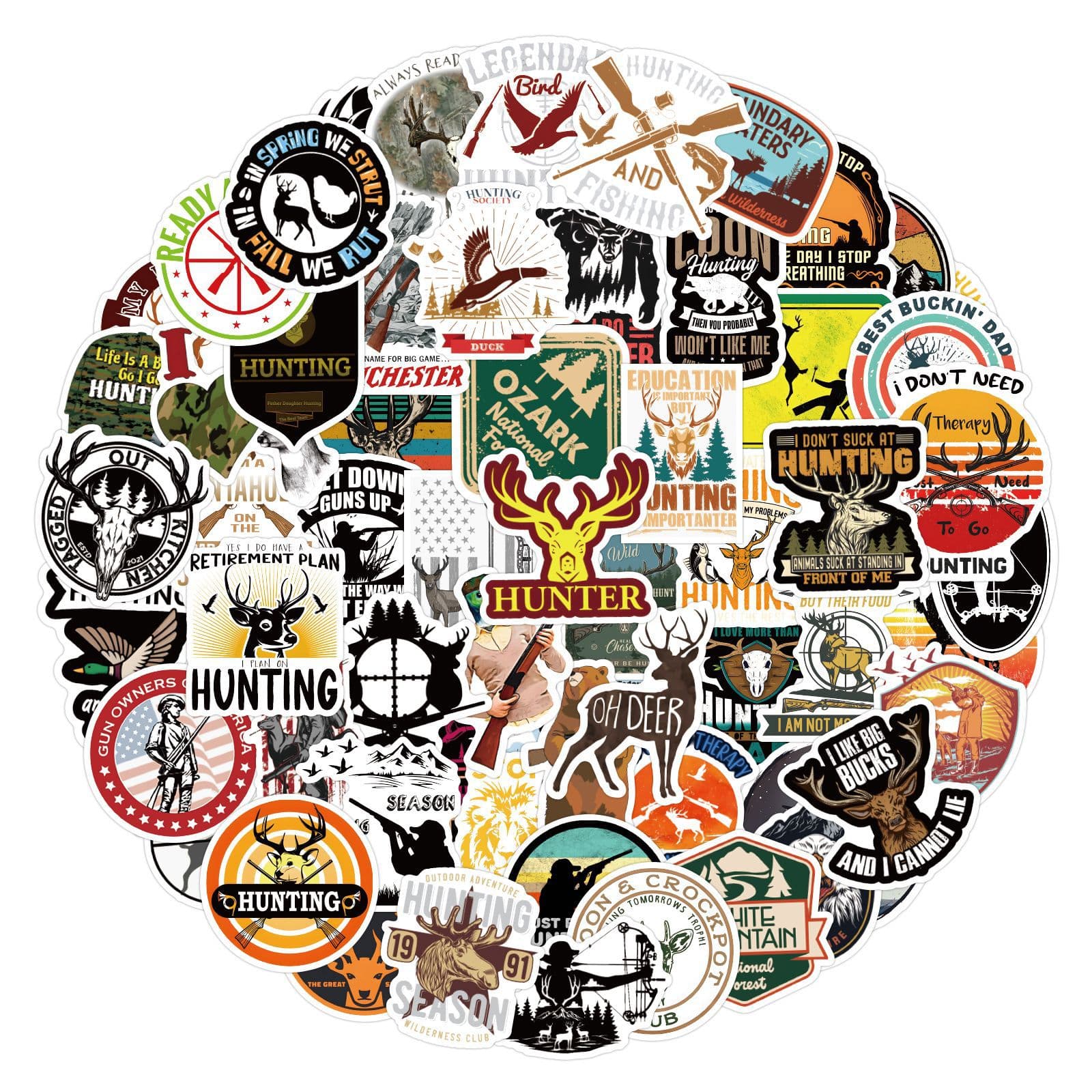 110 Pieces Cross-Border Hunting Graffiti Stickers DIY Decoration for Phone Cases, Luggage, Waterproof Stickers Wholesale