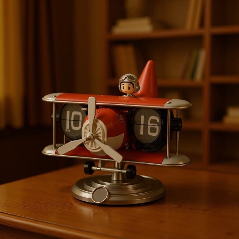 Airplane Automatic Flip Clock Desktop Ornament Vintage Mechanical Table Digital Clock Creative Living Room Decor