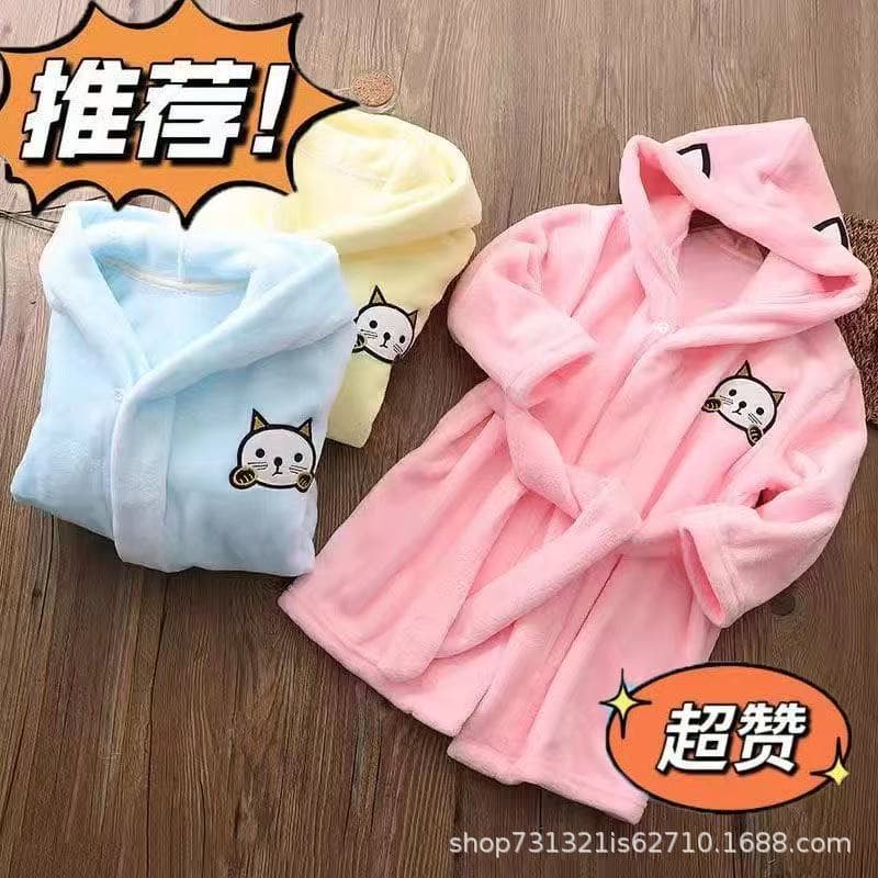 2025 Spring/Autumn Children's Homewear Flannel Boys' Mid-Length Pajama Robe Cartoon Sleep Robe for Boys and Girls Winter