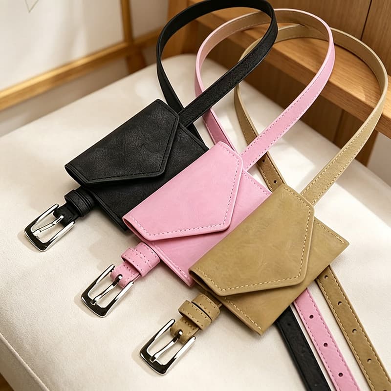 Korean Style PU Leather Women's Belt Waist Bag Detachable Mini Coin Purse Retro Small Waist Bag Versatile Dress Belt for Women