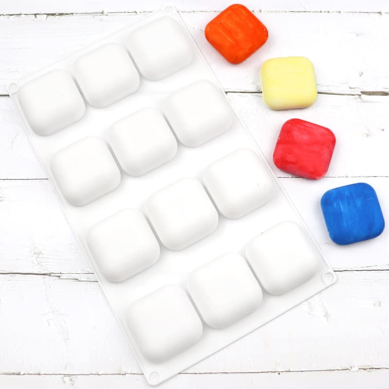 Star Cafe 12-Piece Small Square Pillow Silicone Mold Cake Baking Jelly Ice Cube Mold Hotel Handmade Soap Mold