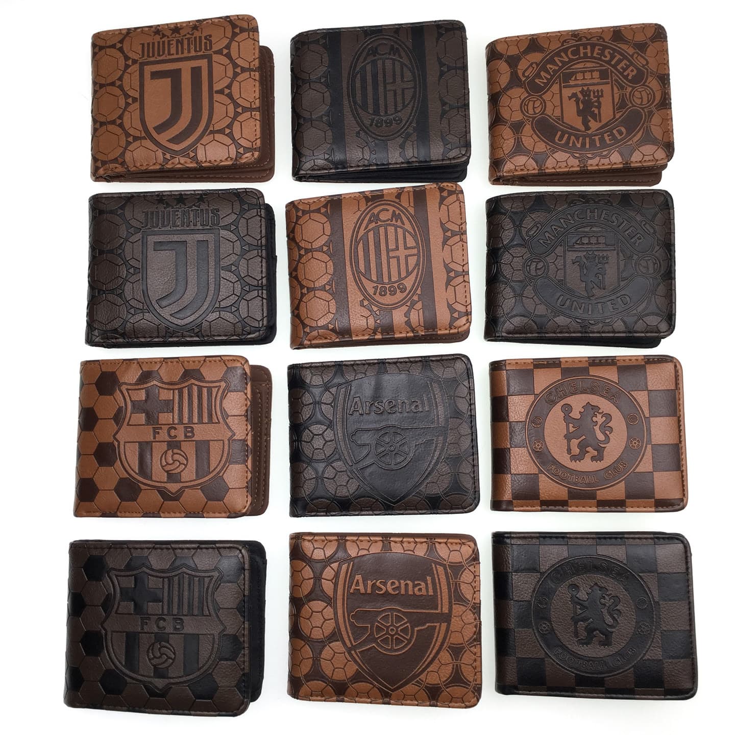 International Football Club Logo PU Leather Embossed Wallet for Teen Men Messi Short Bifold Card Holder Money Clip