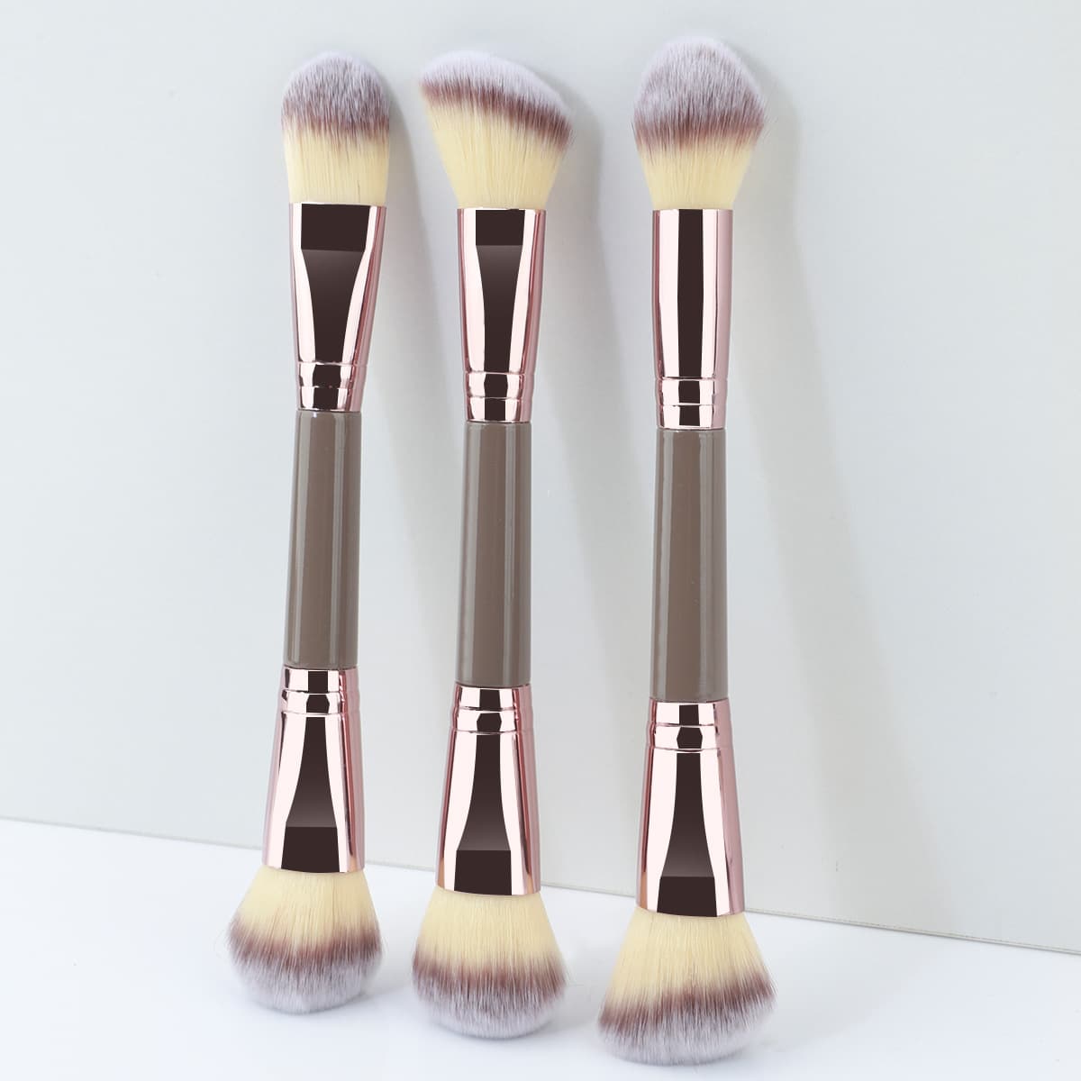 New 3-piece double-headed makeup brush set, soft-bristled powder brush, foundation brush, blush brush, double-headed brush, beauty tools
