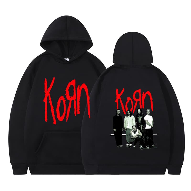 Cross-border Amazon rock band Korn graphic print men's and women's fashion casual loose hooded sweatshirt