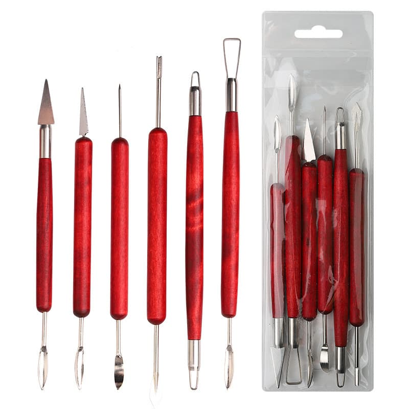 6-Piece Pottery Tool Set Stainless Steel Clay Knife Carving Sculpture Kit for Handmade Soft Clay Ceramic Mud
