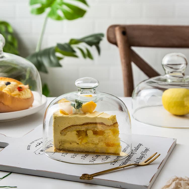 New Simple Lead-Free Food-Grade Transparent Dustproof Glass Cover Cake Glass Lid Multifunctional Food Warming Cover