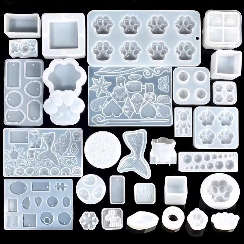 Squishy Silicone Mold Set Cat Paw Waffle Crystal Resin AB Glue DIY Craft Food Toy Mold