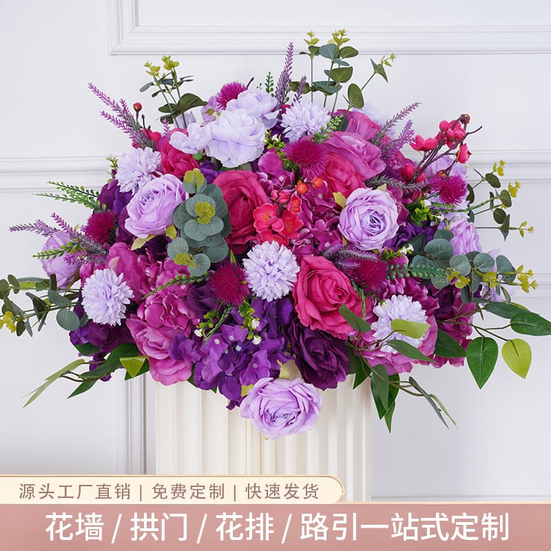 Cross-border wedding table placement, table flowers, candlestick decoration, artificial flowers, fake flower balls, birthday party, hotel decoration