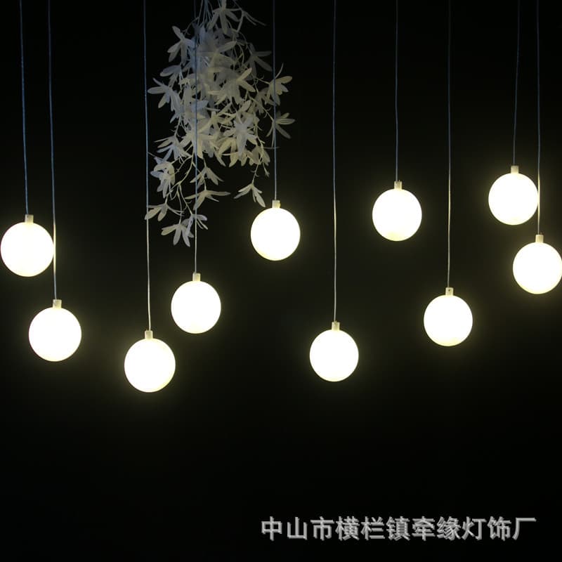 Wedding Ceiling Decoration Light Milky Ball Pendant String Apple Tree Aisle Marker Stage Setup Props Window Display