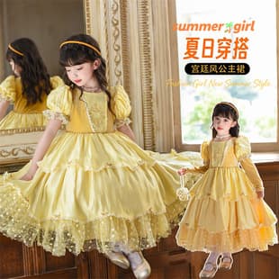 Girl's Spring/Summer Princess Dress 2026 New Style, Little Girl Elegant Light Luxury Long Sleeve Formal Gown