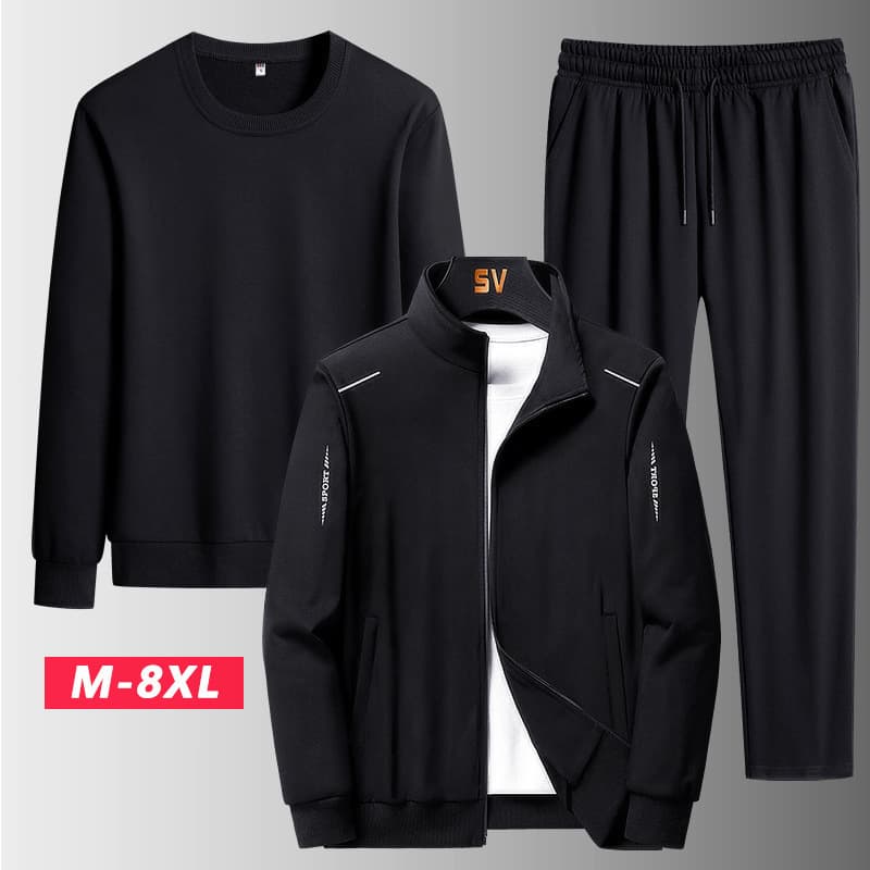 Factory Direct M-8XL Three-Piece Set Spring/Autumn Men's Sportswear Plus Size Casual Set Cardigan Hoodie