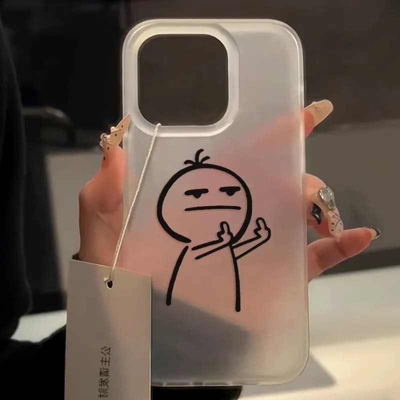 Transparent Line Gesture Soft Shell Case for Apple Iphone 15 pro Max 14 13 12 Full Cover Protection Cute Fashionable Design