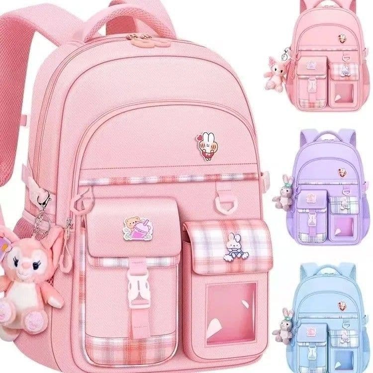 New schoolbags for primary school girls, 1, 2, and 3 backpacks for sixth grade girls to reduce burden, protect spine, large capacity, lightweight children