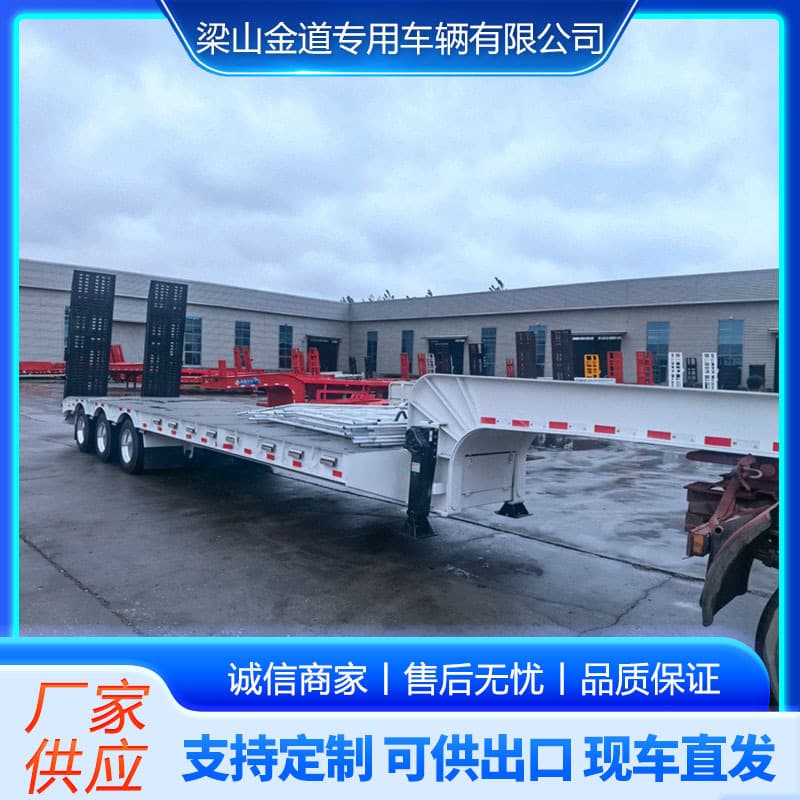 Cross-border hydraulic ramp hook machine board low-bed semi-trailer, large mechanical equipment transport vehicle, three-line six-axle semi-trailer