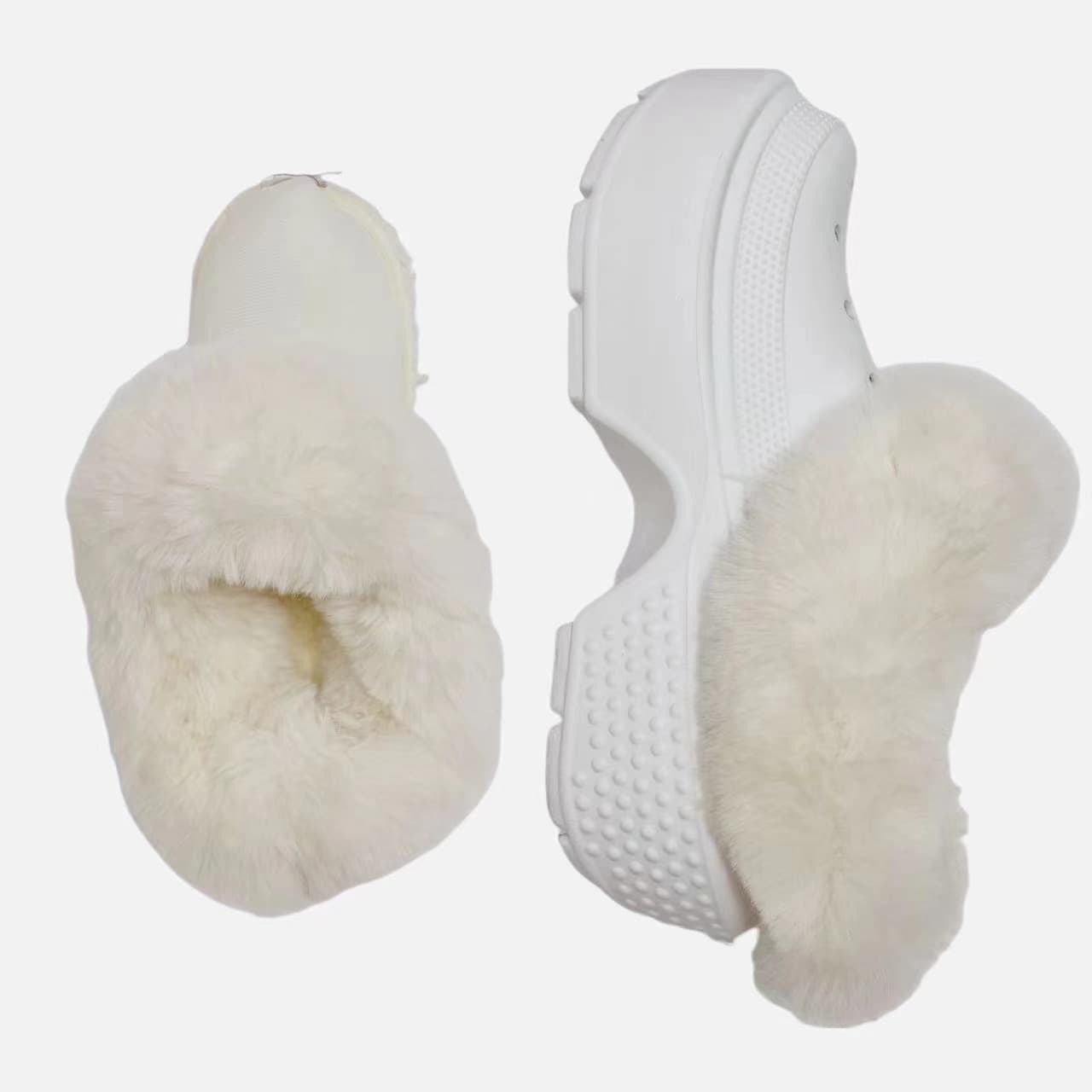 Autumn/Winter Crocs Inner Soft Shoe Liners, Fleece Insoles, Plush Removable Washable Warm Lining for Women's Cotton Sets