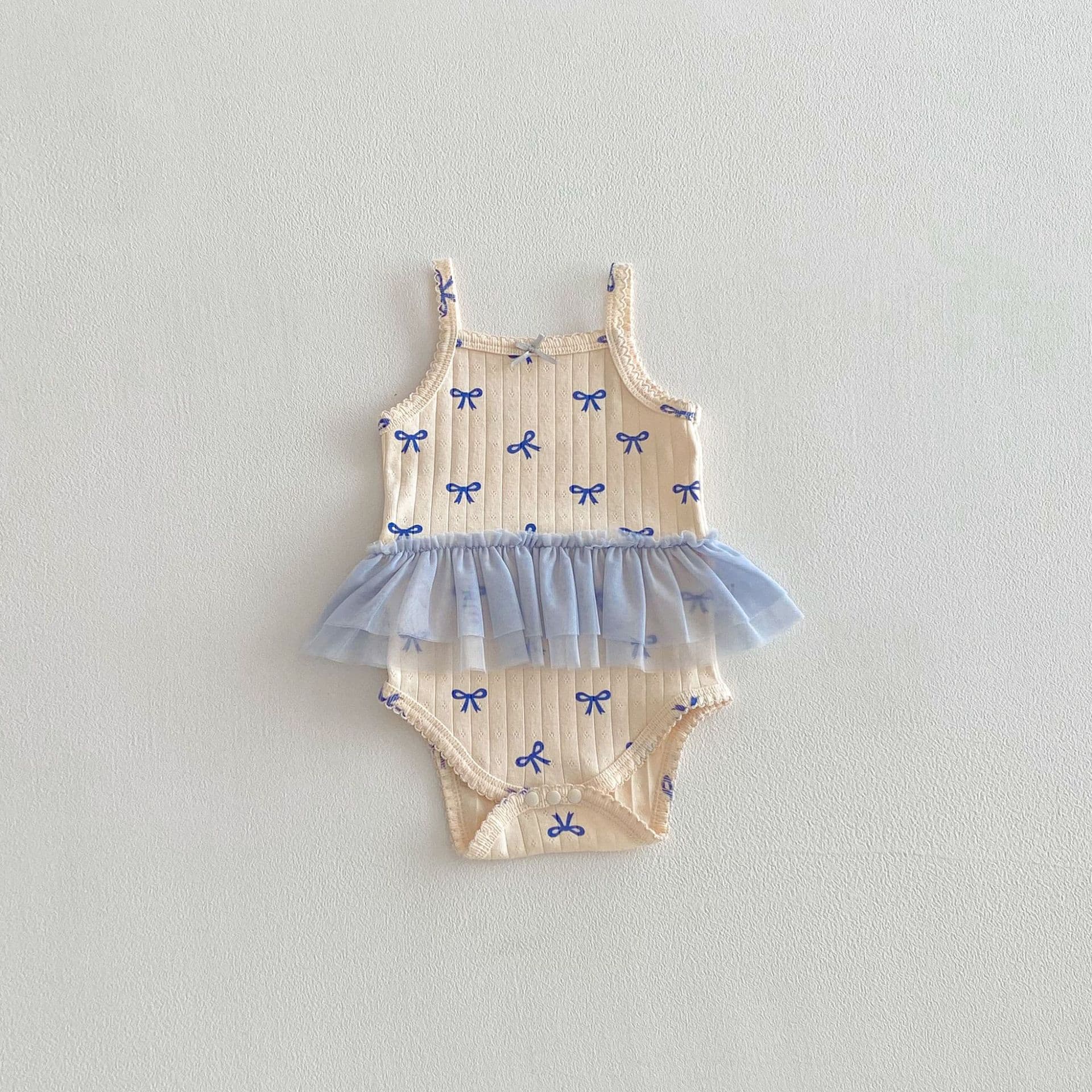 Baby Girl Spring/Summer Bodysuit, Category A Pure Cotton, Newborn Triangle Bodysuit with Straps