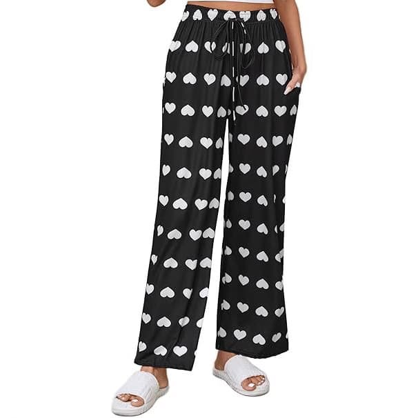 Women's Comfortable Casual Pants Loose Yoga Pants Drawstring Soft Sleep Pants with Pockets Printed Straight Leg Thin Style