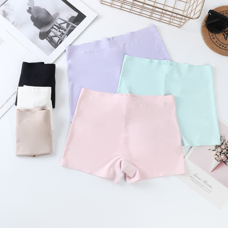 Seamless Ice Silk One-Piece Breathable Mid-Rise Pure Cotton Gusset Plus Size Women's Boxer Briefs Women's Flat-Leg Safety Shorts