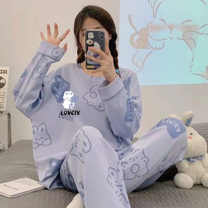 2026 Spring and Autumn Pajamas Women's Long-Sleeve Long Pants Fashion Cute Cartoon Women's Student Teen Homewear Set