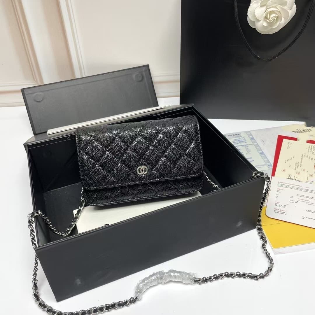 Small Caviar WOC Phone Bag for Women Crossbody 2025 New Genuine Leather Premium Chain Bag Small Crossbody Bag