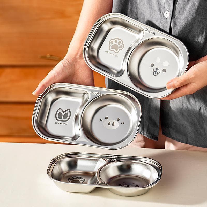 Children's dinner plate 304 stainless steel divided plate household baby food supplement divided plate tableware kitchen drinkware
