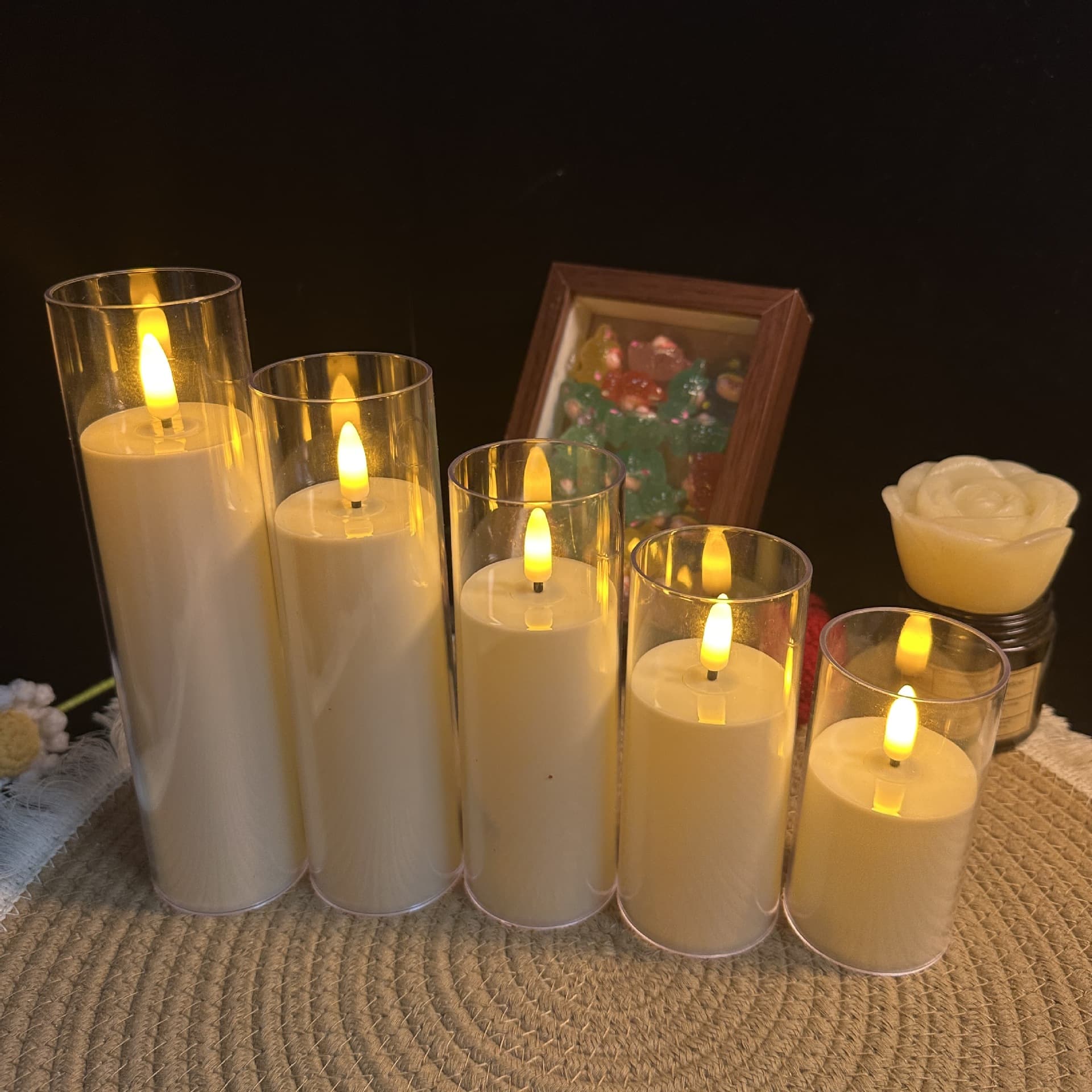 Hot-selling LED candle light with cup, electronic birthday candle, flickering flame candle lamp, creative wedding night light