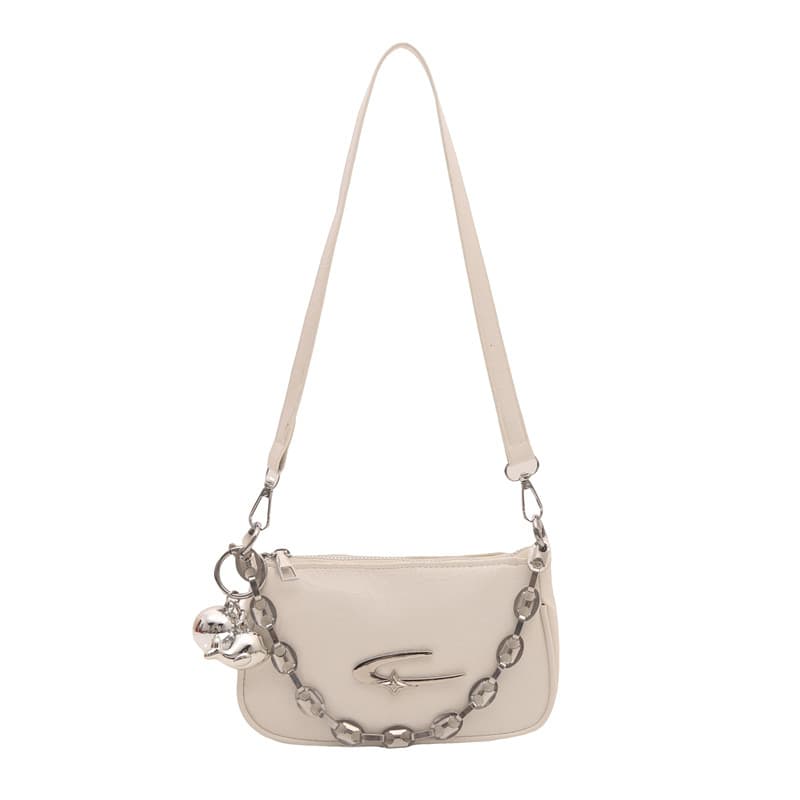 2026 New Fashion Versatile Crossbody Bag Single Shoulder Underarm Bag Small Square Bag This Year's Popular Fashion Silver Small Bag