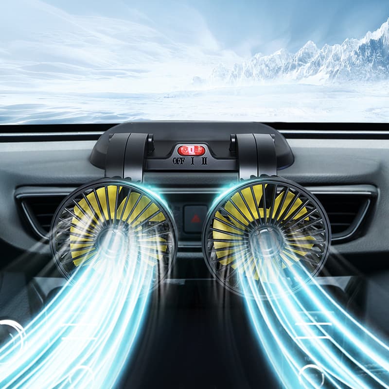 Summer New Car Household Dual-Head Fan, Adjustable Multifunctional Car Mini Dual-Head Small Fan