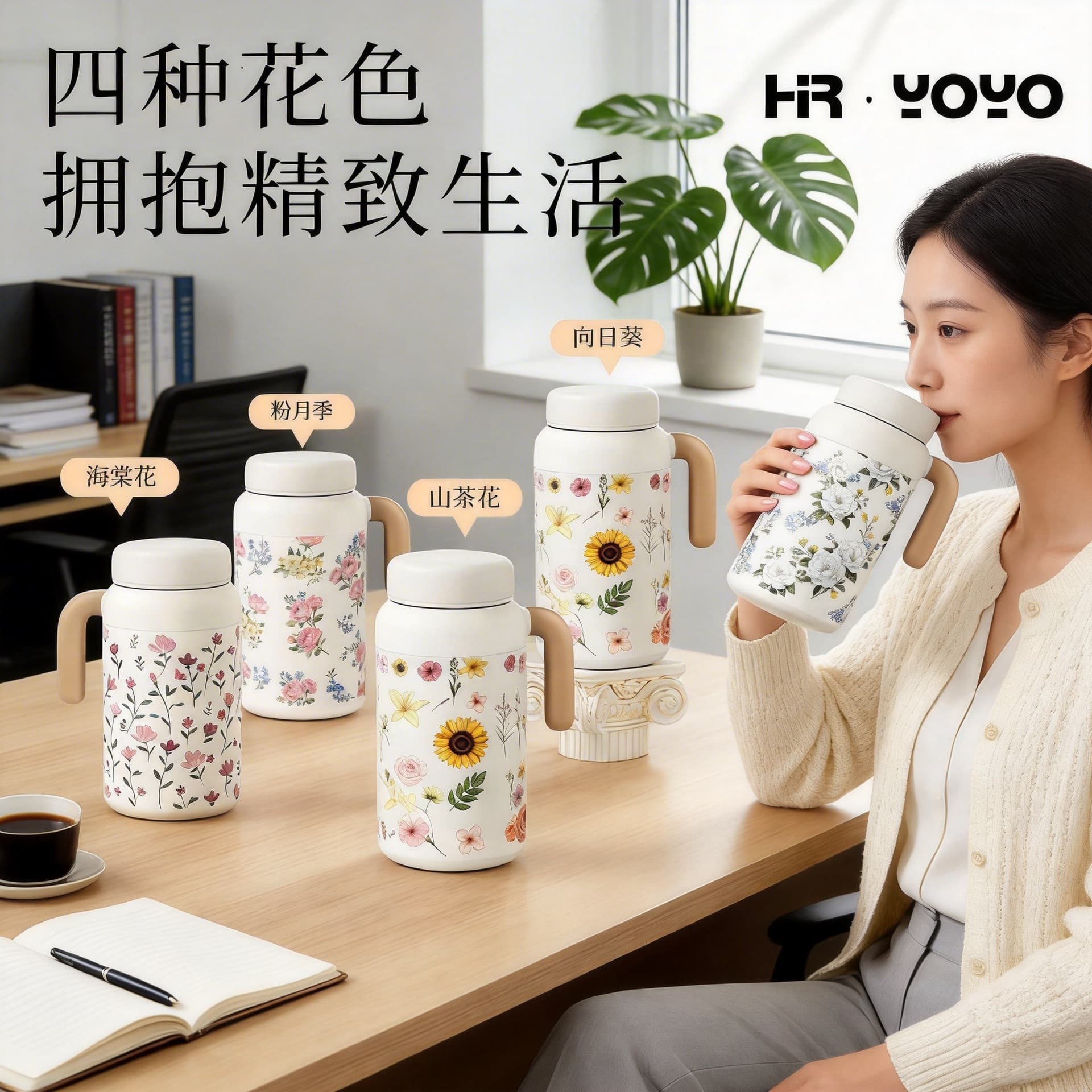 Portable new style girls 316 stainless steel liner thermos cup large capacity cup with handle insulated office water cup