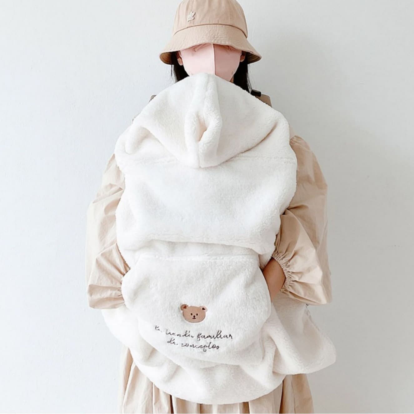 Ins Bear Embroidery Baby Stroller Windproof Cover Blanket Warmth Blanket Portable Sling Blanket