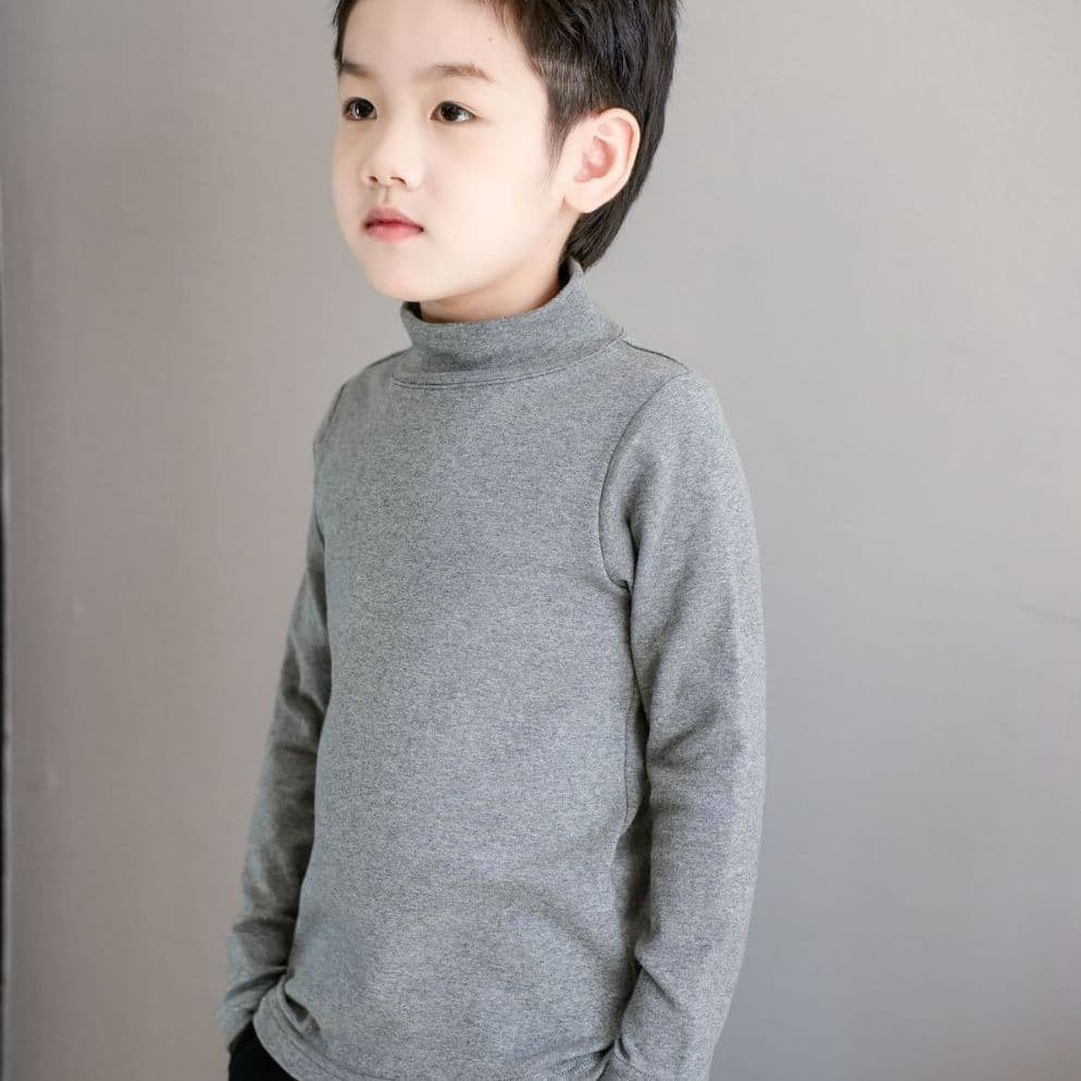 Autumn/Winter Warm Base Layer Children's Korean Style Mid-Neck Boys' Large Size Autumn Wear, Girls' Baby Innerwear Solid Color Semi-High Neck Top