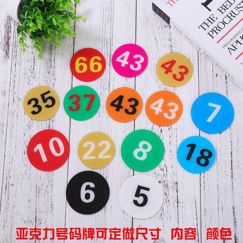 Acrylic Table Number Sign Equipment Number Label Production Workshop Machine ID Digital Signage Number Plate Wardrobe Round